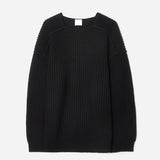 Merino/cashmere patent knit sweater black