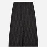 Grey pinstripe slit skirt