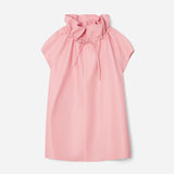 Leather top with ruffle neck pop pink