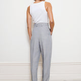 High-waisted tapered trousers blue melange