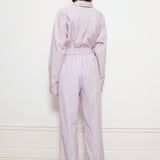 Pull-on trousers in pink stripe