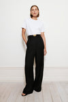 High-waisted flat front trousers
