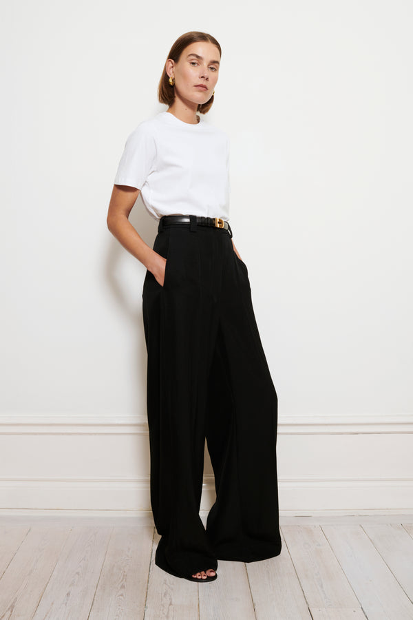 High-waisted flat front trousers