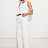 High-waisted cropped jeans white