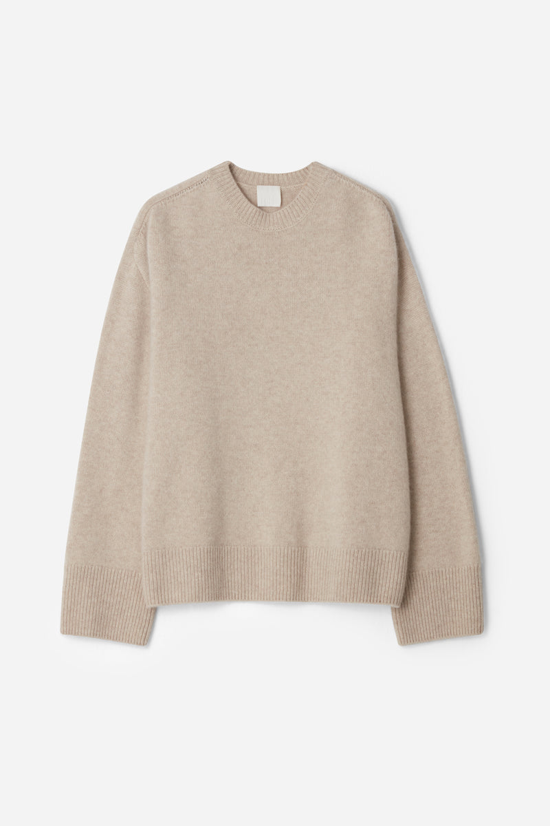 Cashmere crewneck sweater light beige melange – Teurn Studios