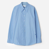 Pointy collar poplin shirt sky blue