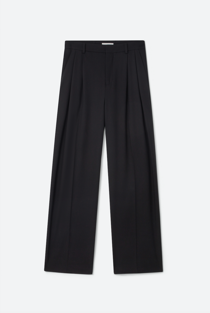 Relaxed-fit pleated trousers black – Teurn Studios